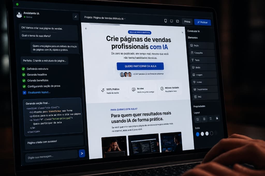 IA finalizando layout e publicação